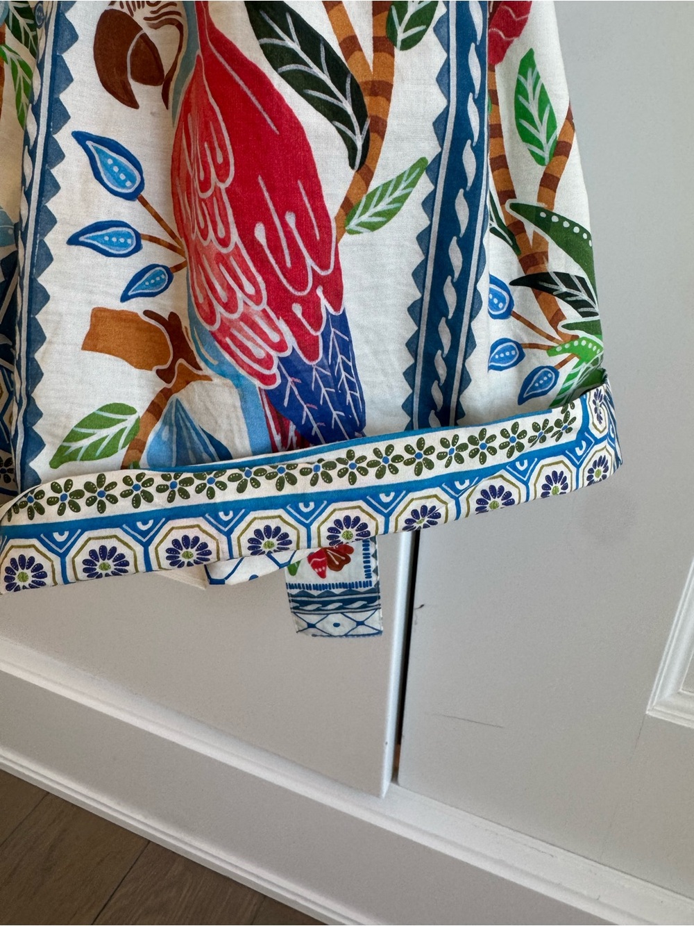 FARM Rio White Floral Parrot Printed Jumpsuit with Blue Straps - Picture 8 of 11
